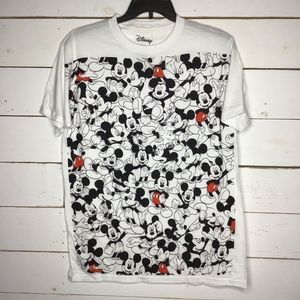 New Disney Mickey Mouse White Repeating T Shirt SS